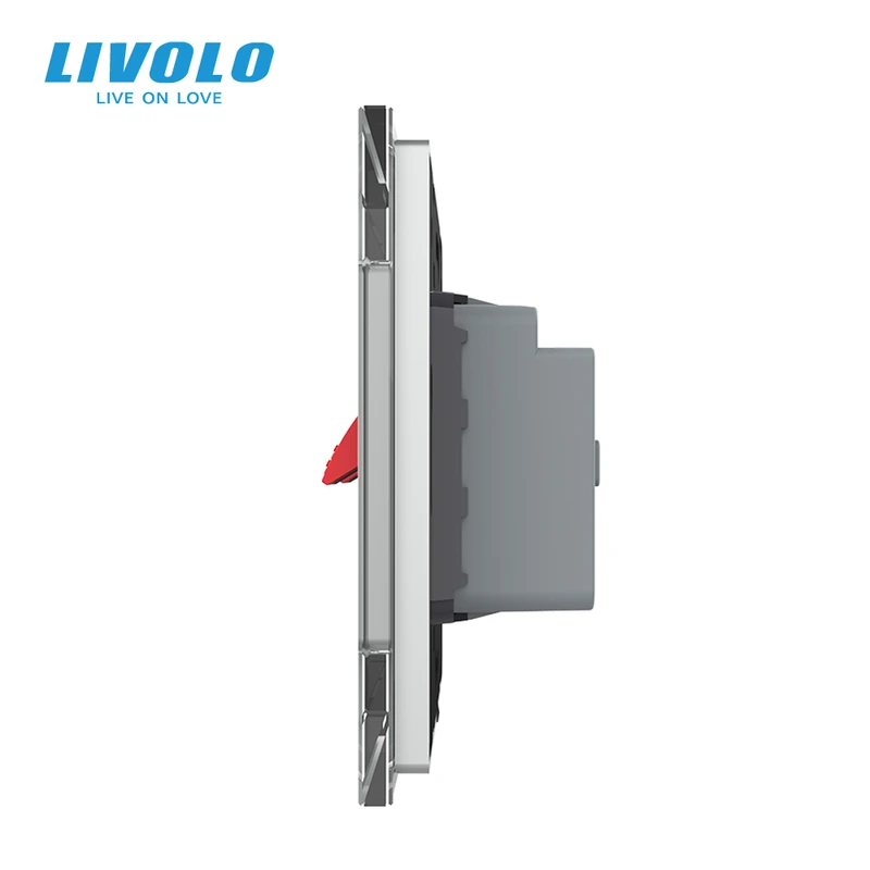 Hi-Fi аудіо розетка LIVOLO для колонок і підсилювачів, сіра скляна рамка, настінна, дизайнерська