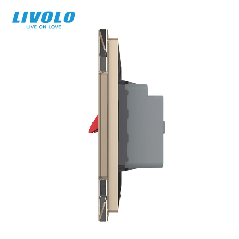 Hi-Fi аудіо розетка LIVOLO для колонок і підсилювачів, золота скляна рамка, настінна, дизайнерська