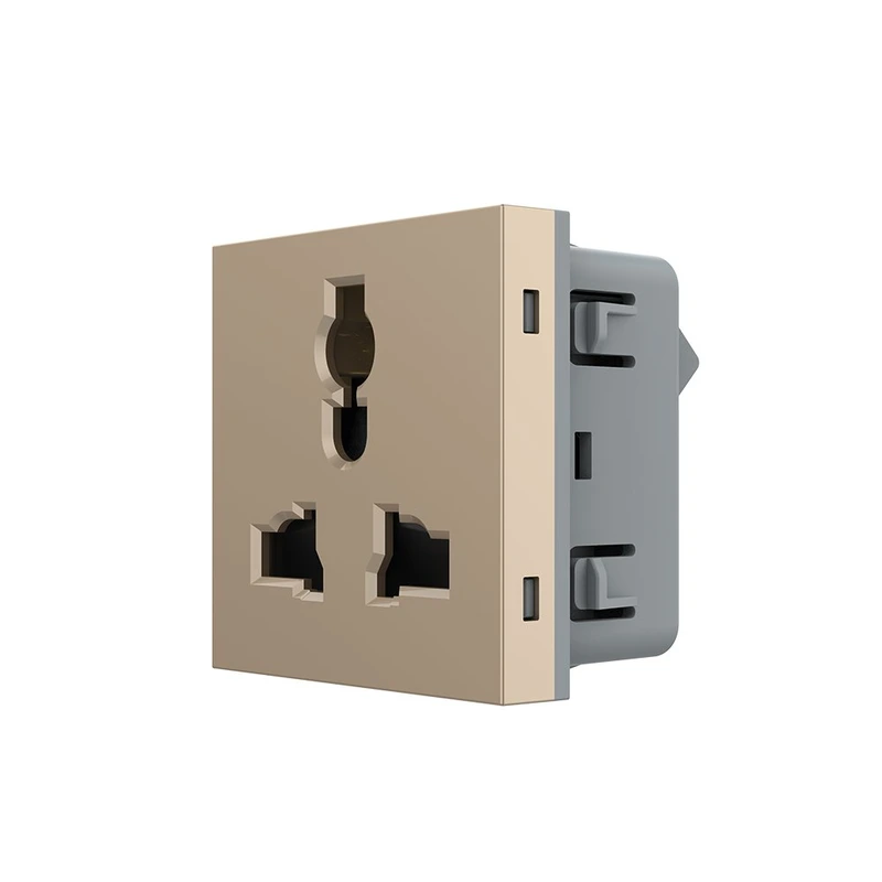 Універсальна розетка LIVOLO 12-в-1, з заземленням і шторками, золота, 16А 250В, модуль (VL-FCT22 16A-2AP)