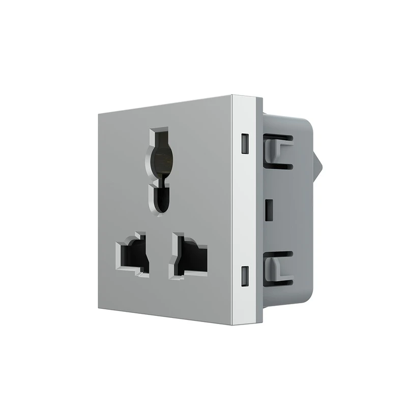 Універсальна розетка LIVOLO 12-в-1, з заземленням і шторками, сіра, 16А 250В, модуль (VL-FCT22 16A-2IP)