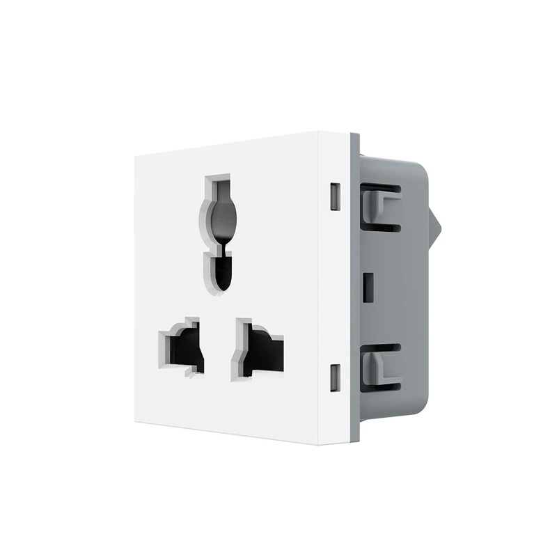 Універсальна розетка LIVOLO 12-в-1, з заземленням і шторками, біла, 16А 250В, модуль (VL-FCT22 16A-2WP)