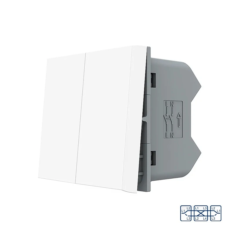 Перехресний (хрестовий) вимикач LIVOLO, 2-клавішний, білий, модуль без рамки (VL-FCMM10A-1WP)