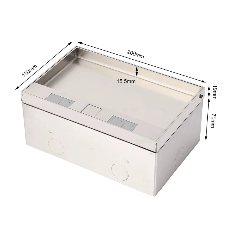 Розетковий люк підлоговий LIVOLO чорний, вбудований невидимий прихованого монтажу, пустий корпус на 3 модулі (без розеток) для наповнення будь-якими розетками, з кришкою, IP54, нержавіюча сталь, розмір 200×130×84 мм (VL-SHSJ53-B)