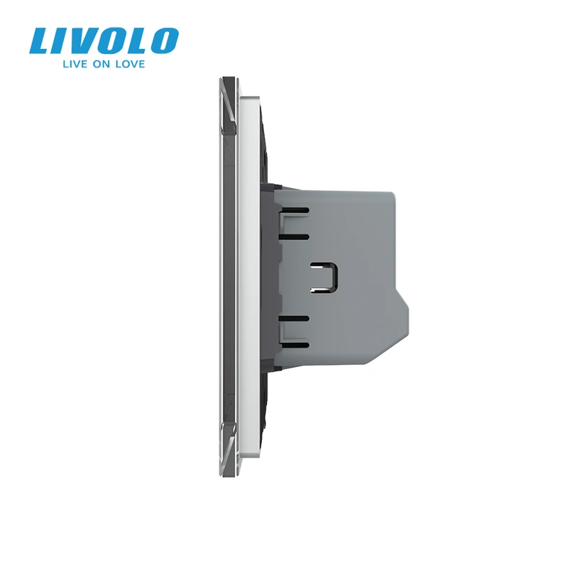 Сенсорний прохідний / перехресний вимикач LIVOLO, 5А 230В, сірий матове скло