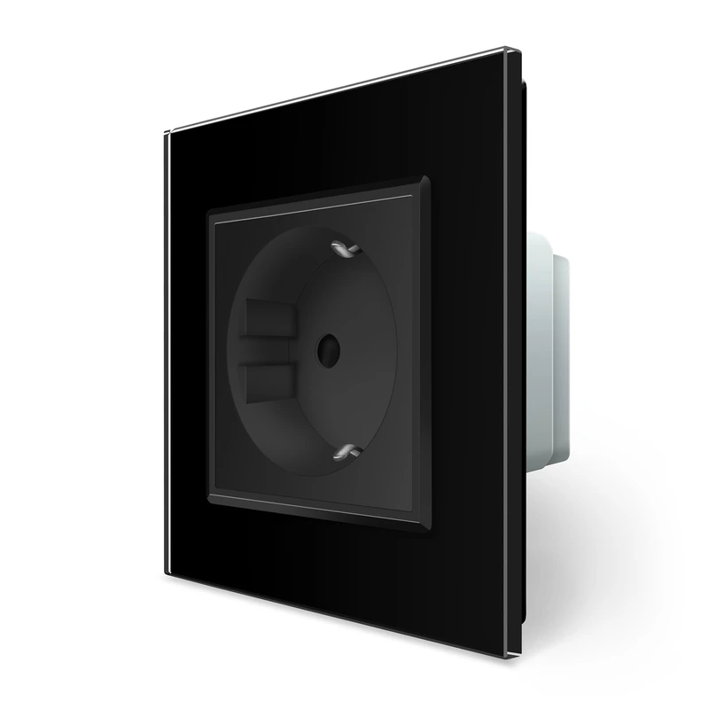 Радіокерована (дистанційна) розетка з пультом LIVOLO, чорна, з заземленням та захисними шторками, керування зі смартфона, Alexa, Google Home, 16А 230В (VL-M7FCTC16AZ2-2BP/VL-XR006)