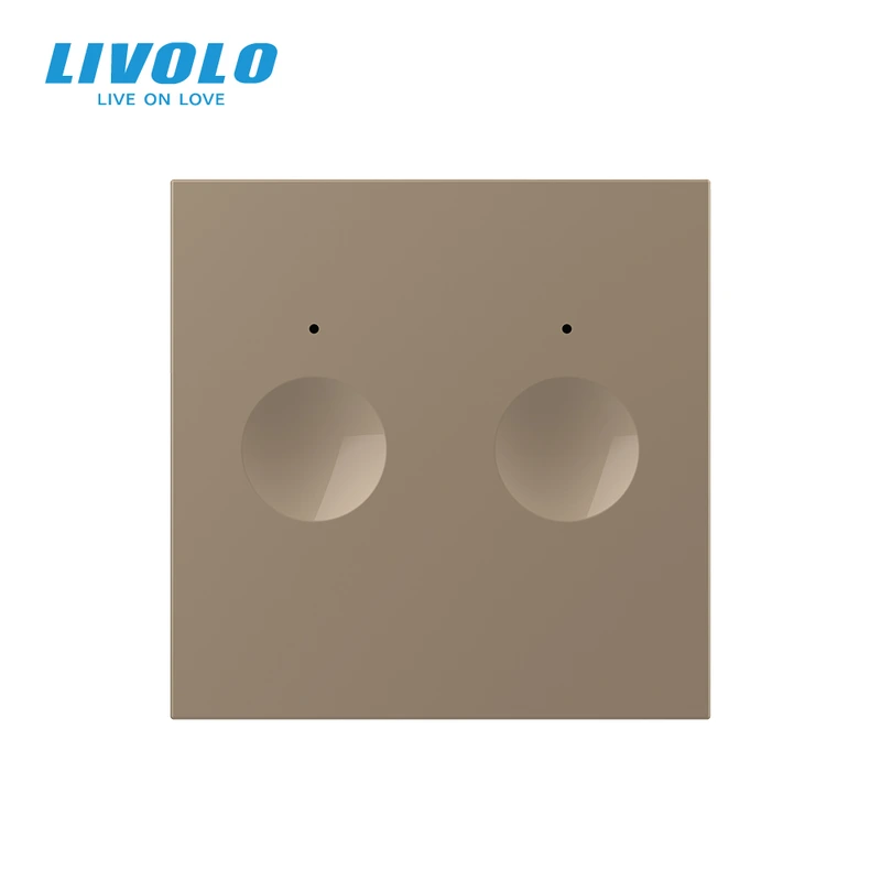 Сенсорний вимикач LIVOLO Sense, 2-сенсорний, золотий, 5А 230В, без нейтралі, модуль без рамки (VL-FC2-2AP)