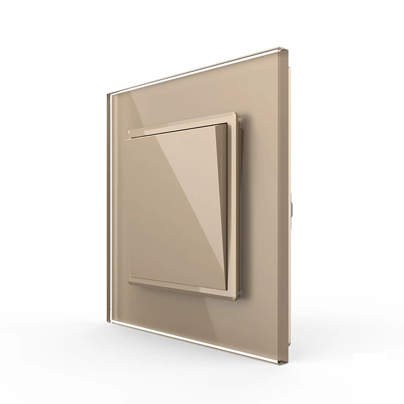 Одноклавішний прохідний вимикач Livolo золото скло (VL-С7FCMKS-2AP)