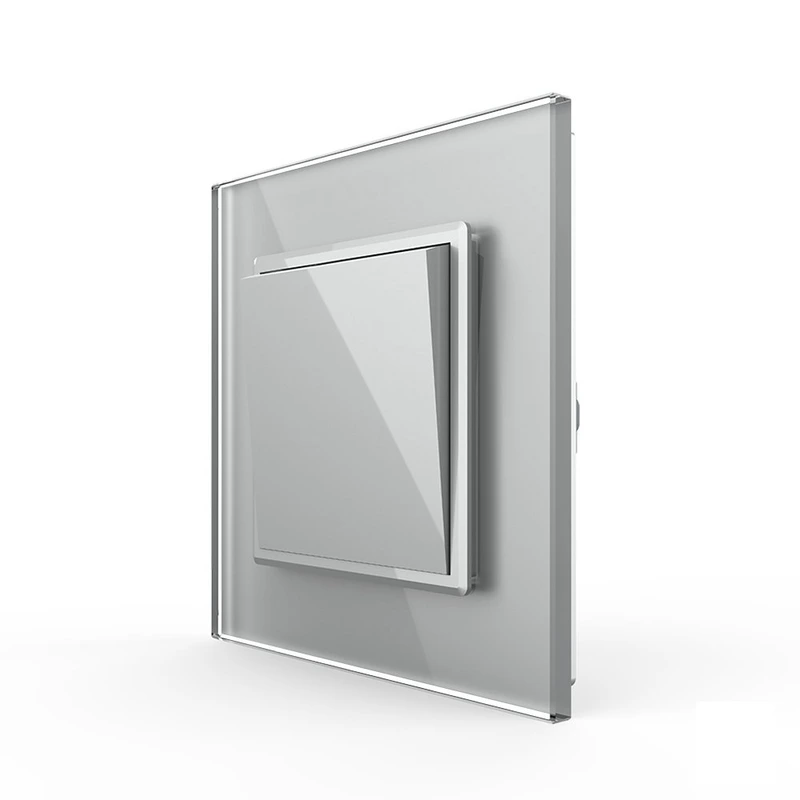 Одноклавішний прохідний вимикач Livolo сірий скло (VL-С7FCMKS-2IP)