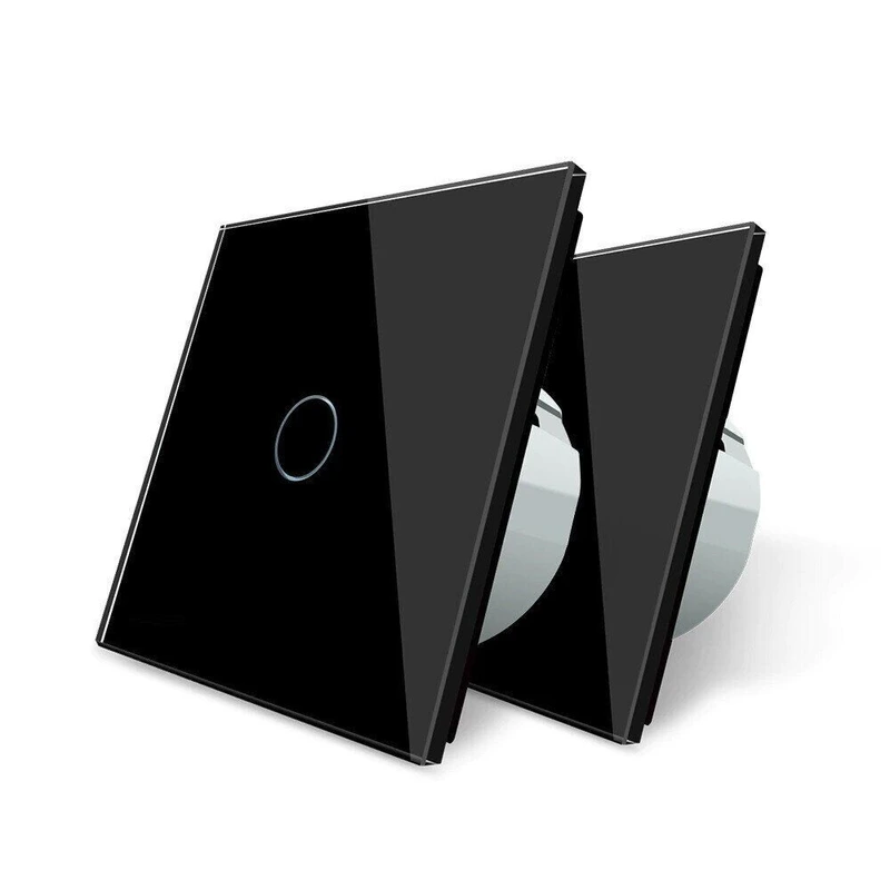 Комплект Сенсорний прохідний/перехресний диммер Livolo чорний скло (VL-C701H/C701H/S1B-12)