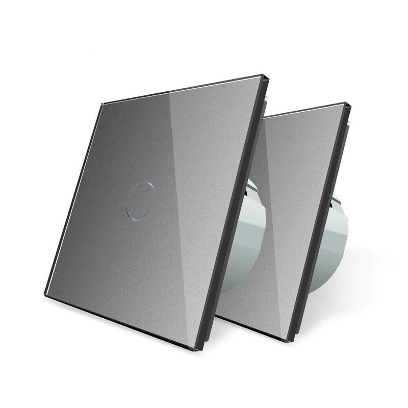 Комплект Сенсорний прохідний/перехресний диммер Livolo сірий скло (VL-C701H/C701H/S1B-15)