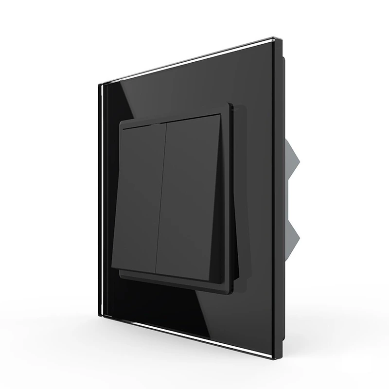 Двоклавішний перехресний вимикач LIVOLO чорний матовий скло