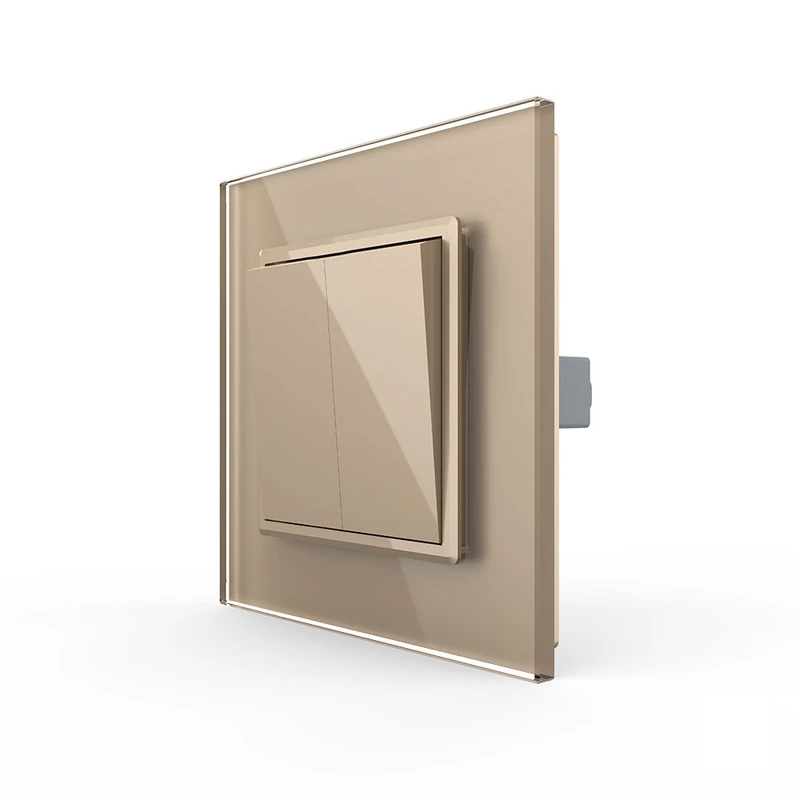 Двоклавішний прохідний вимикач Livolo золото скло (VL-C7FCMKS-1AP)