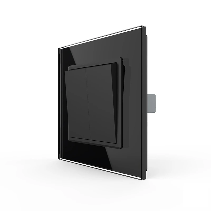 Двоклавішний прохідний вимикач Livolo чорний скло (VL-C7FCMKS-1BP)