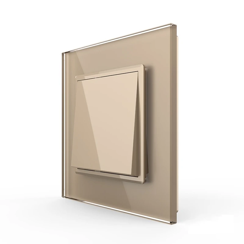 Одноклавішний перехресний вимикач Livolo золото скло (VL-C7FCMM10A-2AP)