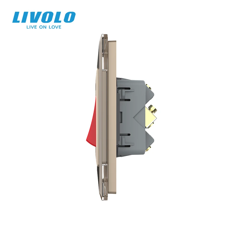Майстер вимикач 20 ампер LIVOLO золотий 2.5D скло