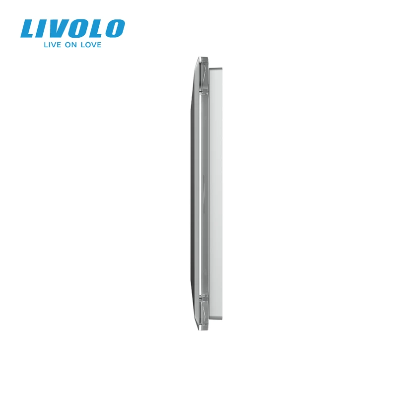 Рамка 1-постова для 1-сенсорного вимикача LIVOLO, загартоване скло, сіра 2.5D, 80×80 мм