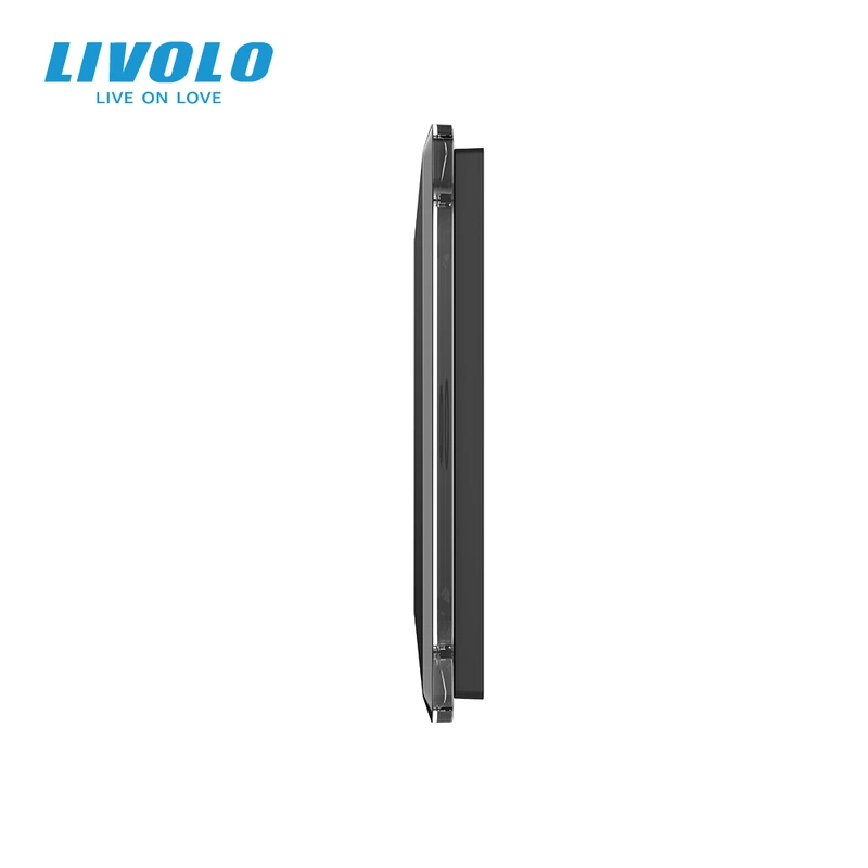Рамка 1-постова для 2-сенсорного вимикача LIVOLO, загартоване скло, чорна 2.5D, 80×80 мм