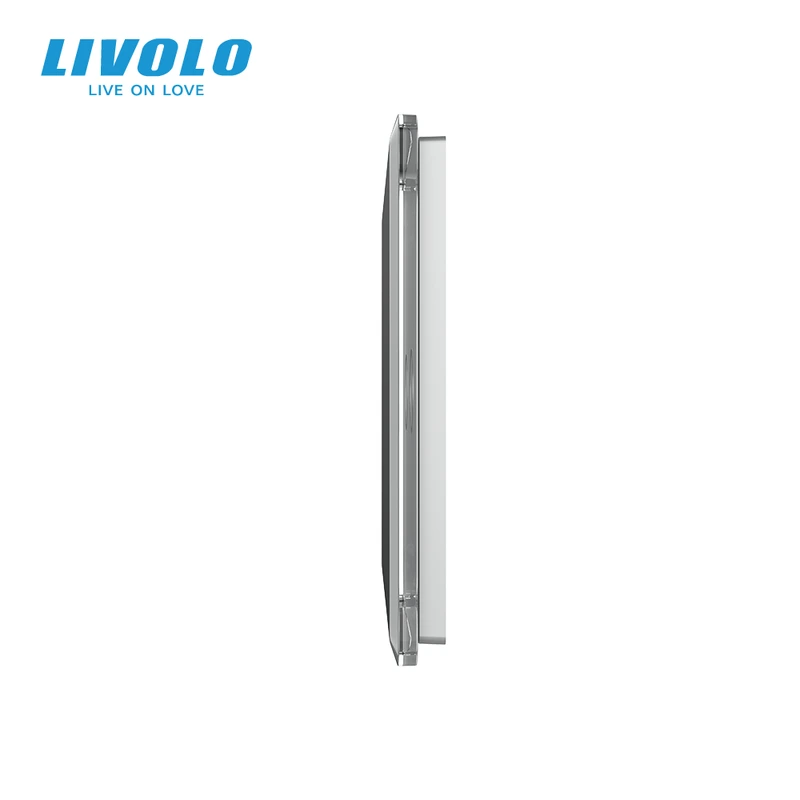 Рамка 1-постова для 2-сенсорного вимикача LIVOLO, загартоване скло, сіра 2.5D, 80×80 мм