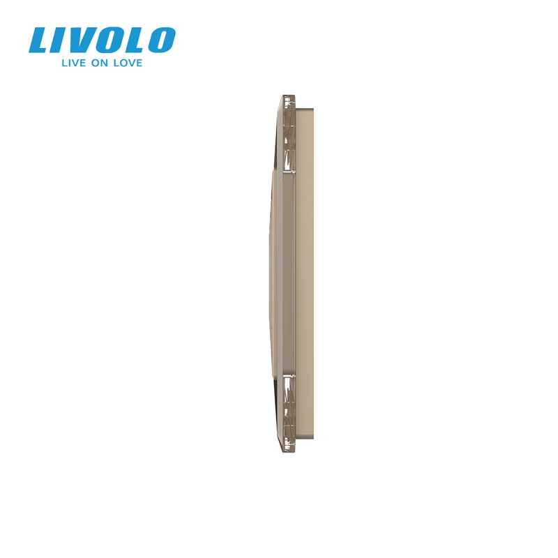 Рамка 4-постова LIVOLO, загартоване скло, золота 2.5D, 294×80 мм