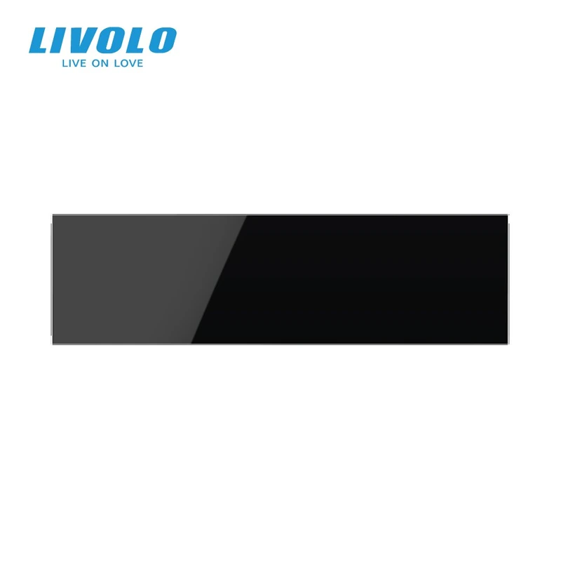 Рамка 4-постова порожня Х сенсорів (Х-Х-Х-Х) LIVOLO, загартоване скло, чорна, 294×80 мм (VL-P700/00/00/00-8B)