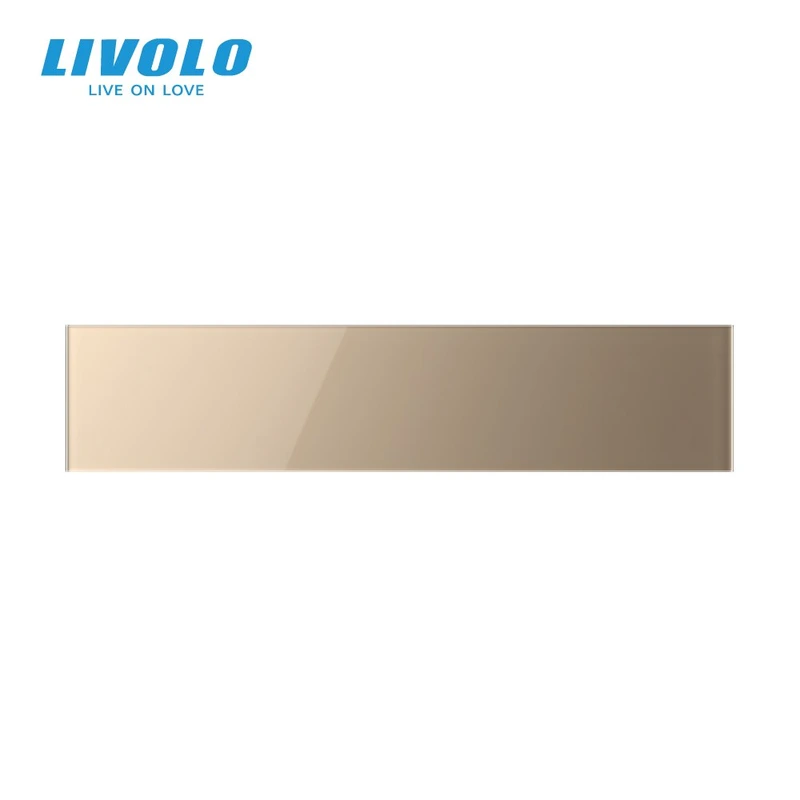 Рамка 5-постова порожня Х сенсорів (Х-Х-Х-Х-Х) LIVOLO, загартоване скло, золота, 365×80 мм (VL-P700/00/00/00/00-10A)