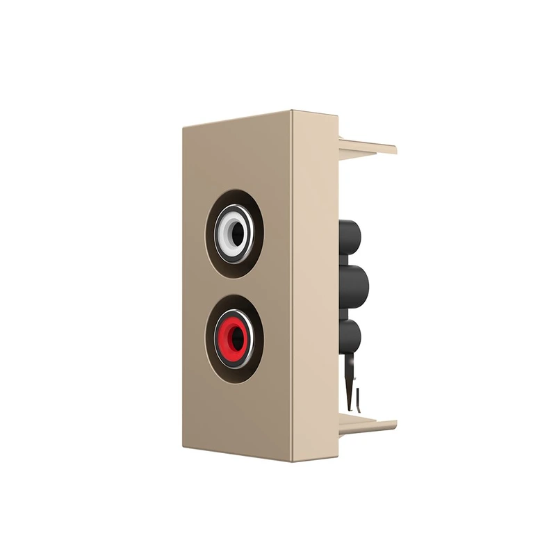 Аудіо розетка RCA (тюльпан) LIVOLO, золота, модуль 0.5 поста, для колонок / підсилювача (VL-FCAU-1AP)