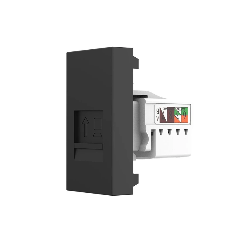 Інтернет-розетка RJ-45 (8P8C Cat.6) LIVOLO, чорна, модуль 0.5 поста, з шторкою (VL-FCCP-1BP)