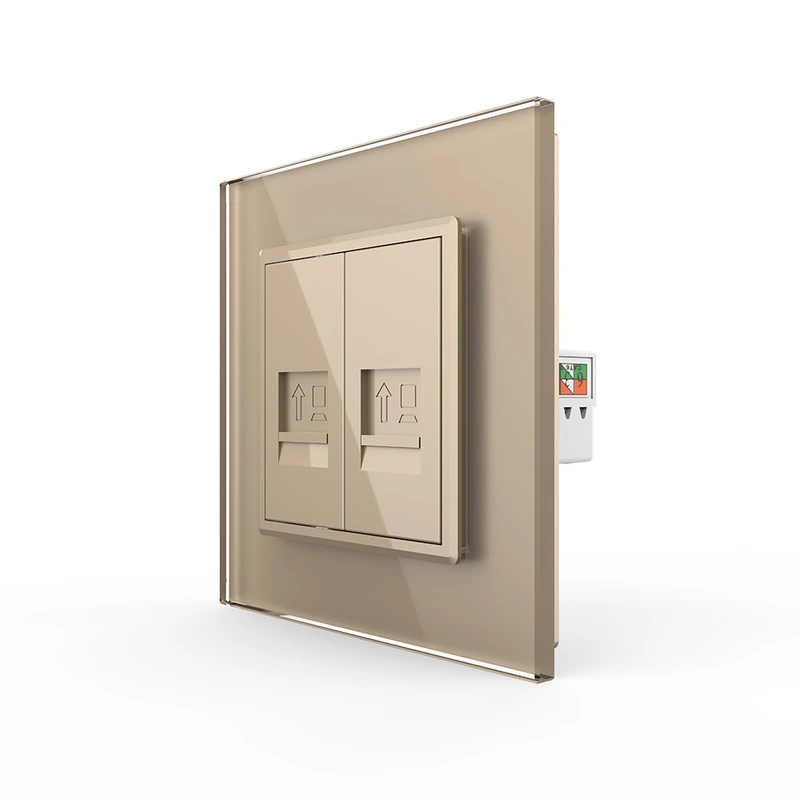 Розетка комп'ютерна подвійна RJ-45 Livolo золото скло (VL-C792C-13)