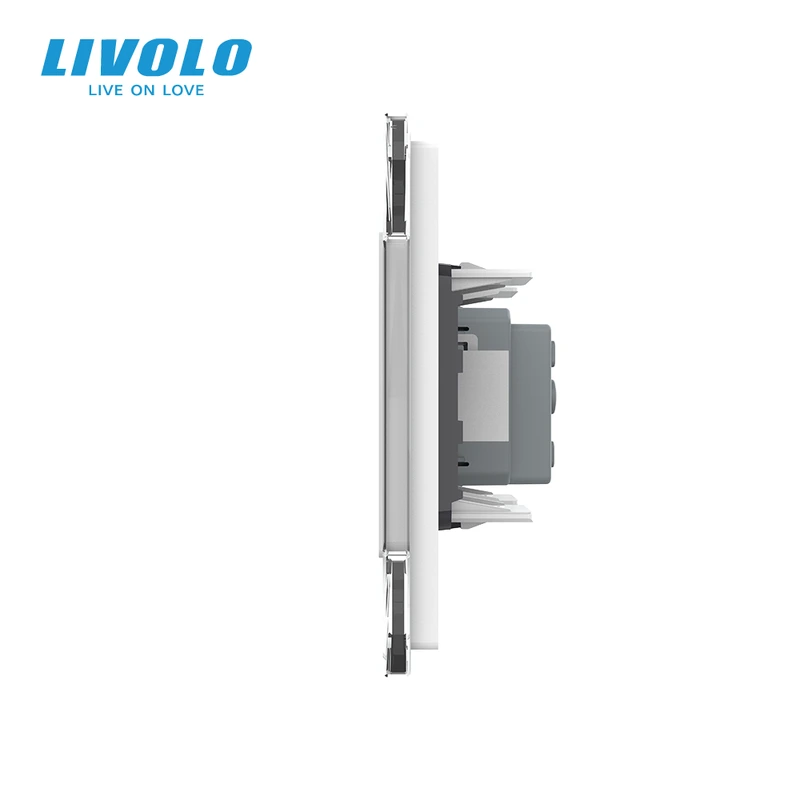 Розетка HDMI LIVOLO, біла, настінна дизайнерська, скляна рамка