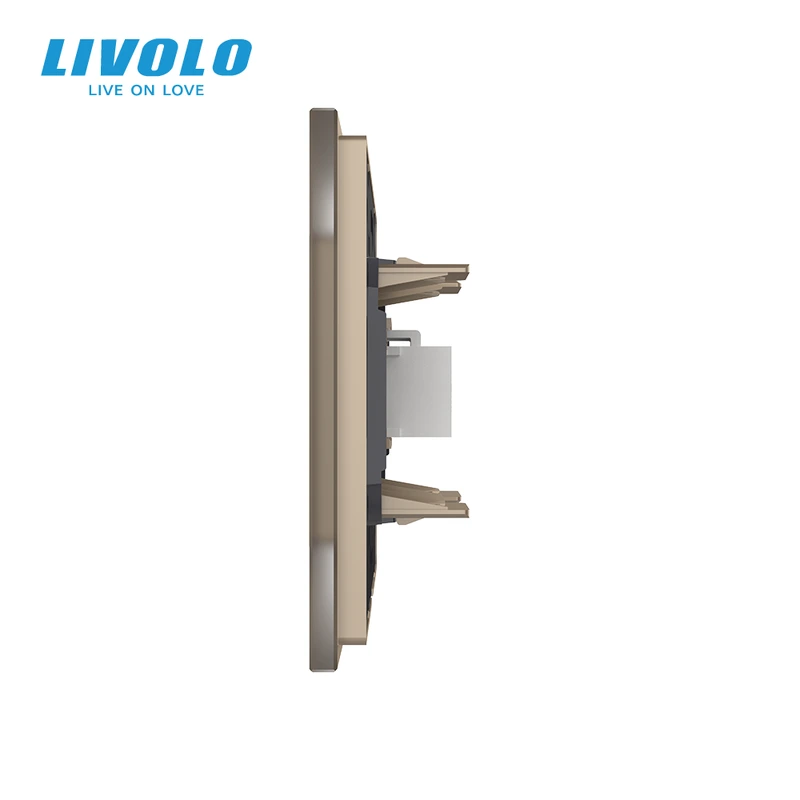 Розетка HDMI LIVOLO золота матова скло