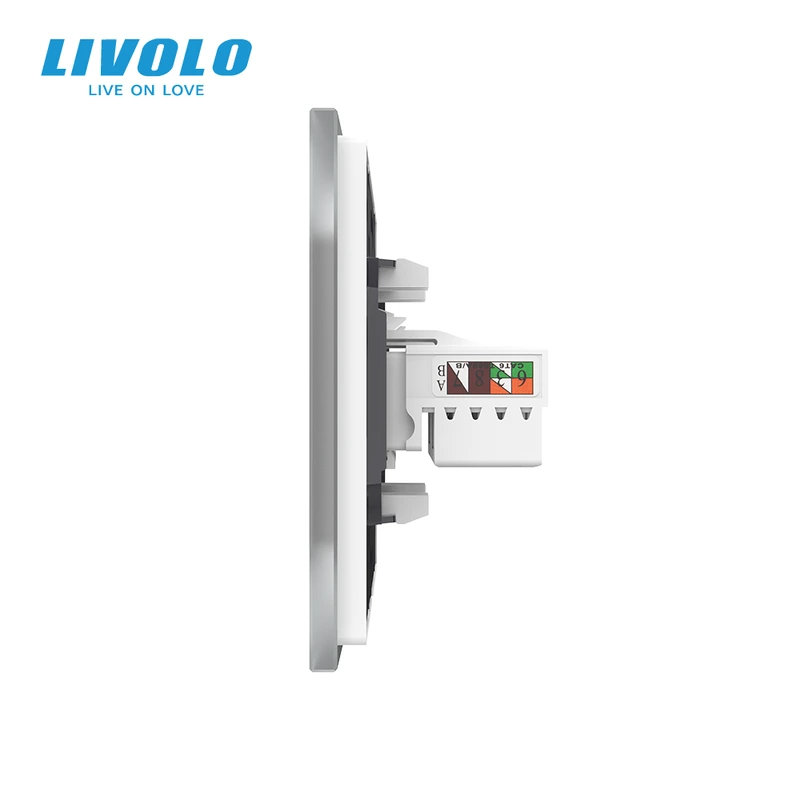 Розетка комп'ютерна подвійна RJ-45 LIVOLO біла матова скло