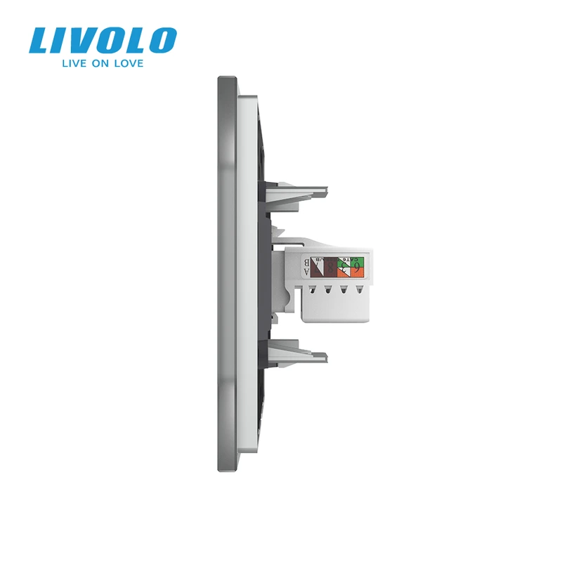 Розетка комп'ютерна RJ-45 LIVOLO сіра матова скло