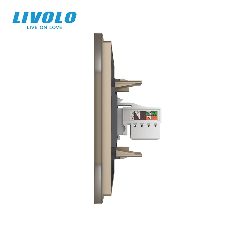 Розетка комп'ютерна RJ-45 LIVOLO золота матова скло