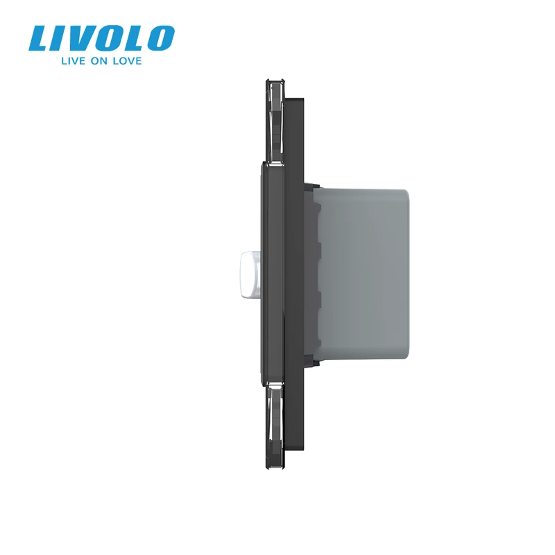 Розетка LIVOLO із заземленням і датчиком руху, чорна, настінна дизайнерська, скляна рамка, 250В 16А