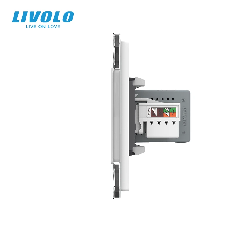 Розетка LIVOLO з USB 10Вт і інтернет портом RJ-45, біла, настінна дизайнерська, скляна рамка