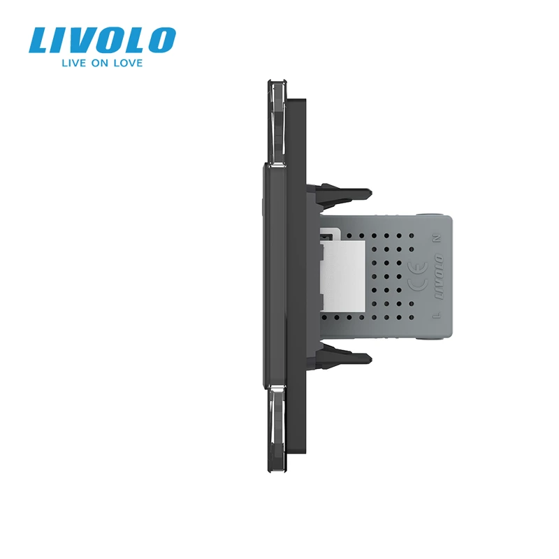 Розетка LIVOLO з USB 10Вт, інтернет портом RJ-45 і HDMI, чорна, настінна дизайнерська, скляна рамка
