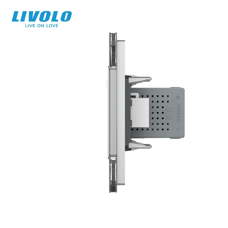 Розетка LIVOLO з USB 10Вт, інтернет портом RJ-45 і HDMI, сіра, настінна дизайнерська, скляна рамка