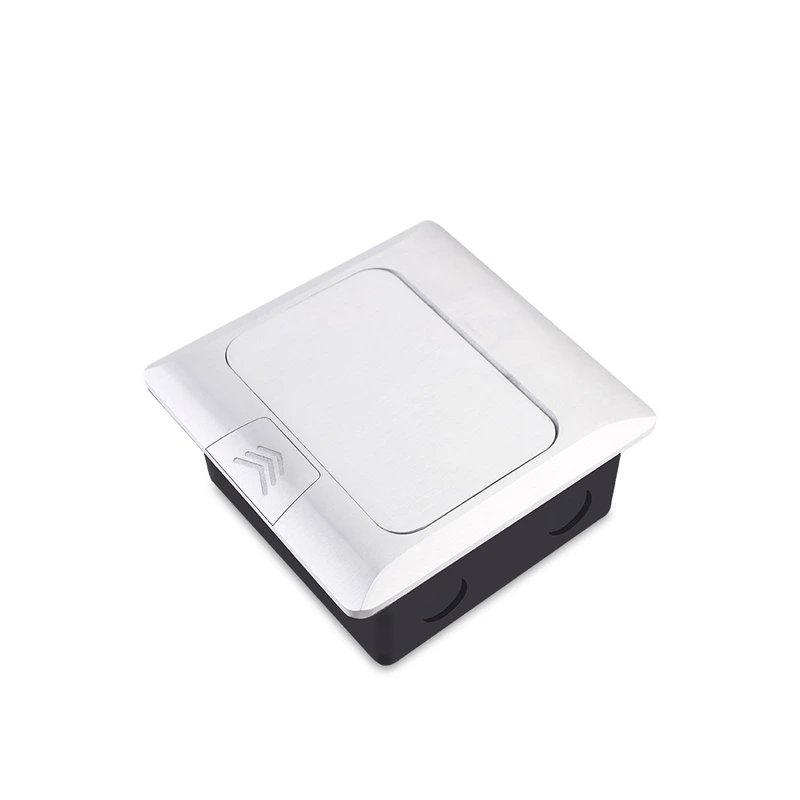 Розетка підлогова подвійна LIVOLO срібна, вбудована у підлогу, з USB 10Вт, HDMI, для кухні, офісу чи конференц-залу, з кришкою, висувна, з заземленням, IP44, плавне відкриття, алюміній, розмір 145×145×65 мм (VL-SHS016-TC-HD-UA-S) (VL-SHS016-TC.HD.UA-WP-S)