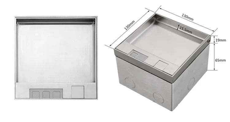 Розетка підлогова подвійна LIVOLO золота, вбудована невидима прихованого монтажу, з кришкою, з заземленням, інтернет RJ-45, HDMI, IP54, нержавіюча сталь, розмір 130×130×84 мм (VL-SHSJ52-TCIP-FCCP-HD-A)