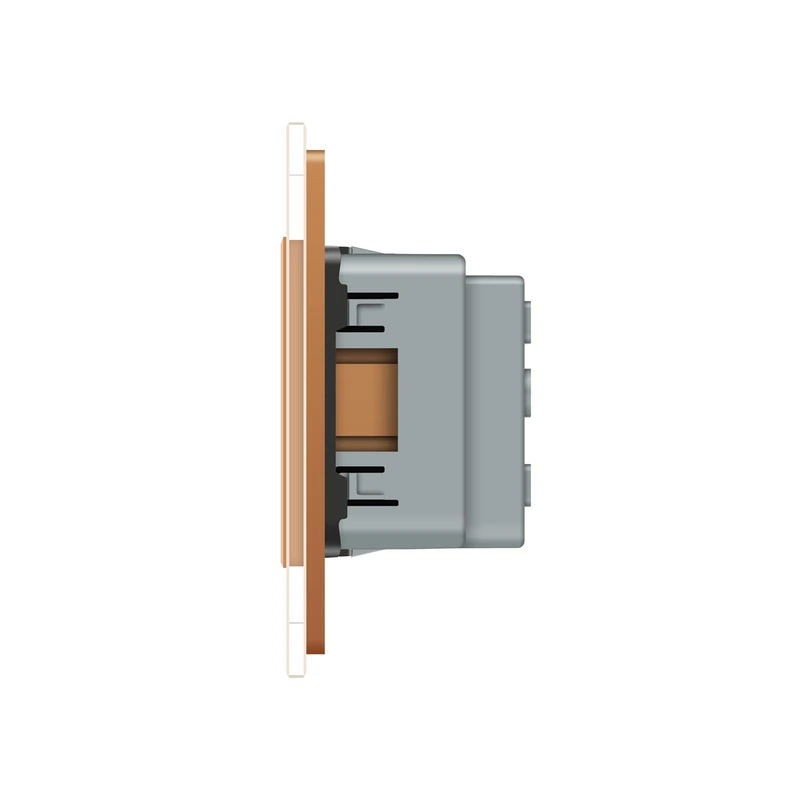 Розетка тримісна універсальна Livolo золотий скло (VL-C7FCT22-6AP)