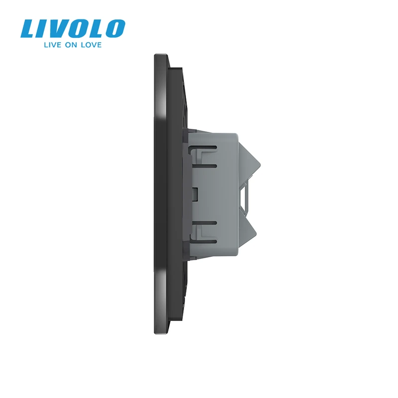 Розетка універсальна 12 стандартів в 1 LIVOLO чорна матова скло