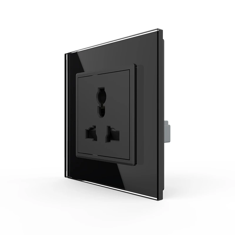 Розетка універсальна 12 стандартів в 1 Livolo чорний скло (VL-C7C1C-12)