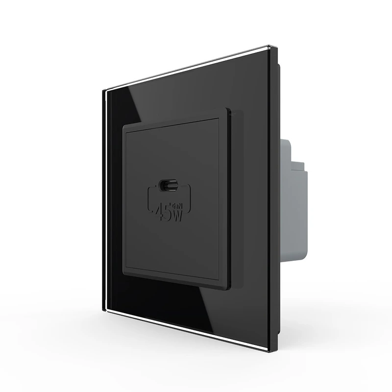 Розетка USB Type-C з Power Delivery 45W Livolo чорний (VL-C7-FCUC-2BP) (VL-C7FCUC-2BP)