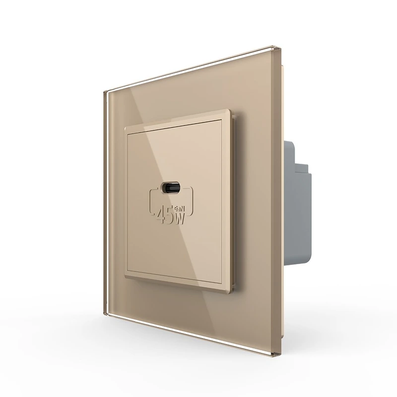 Розетка USB Type-C з Power Delivery 45W LIVOLO золота 2.5D скло