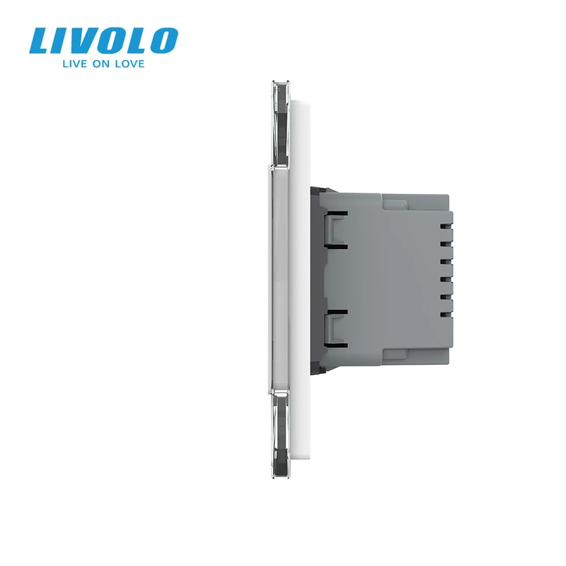 Розетка зі світильником для сходів і коридору LIVOLO, 2700K, 230В, 0.35Вт, біла, скляна рамка