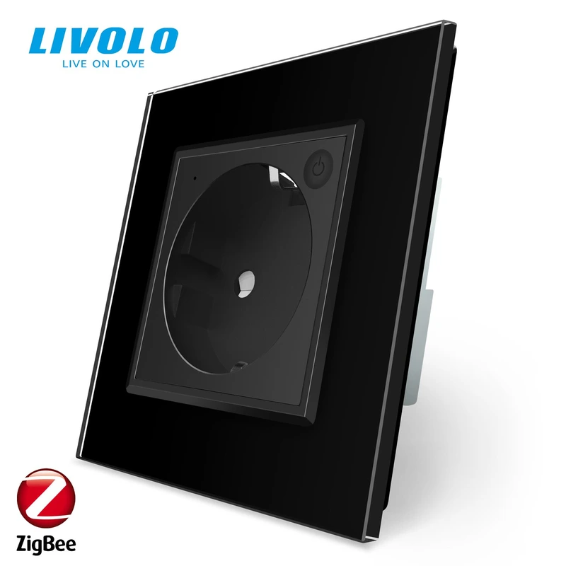 Розумна розетка ZigBee з заземленням Livolo чорний (VL-FCTC16AZ-2BP)