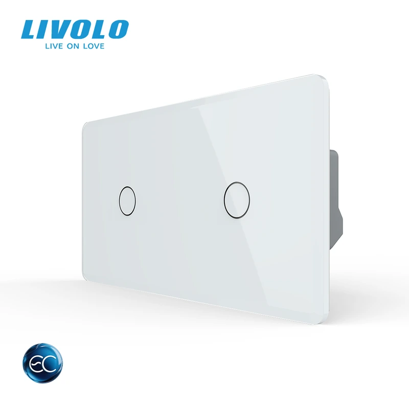 Розумний сенсорний (дотиковий) вимикач LIVOLO 2 клавіші (1-1) білий 2.5D скло Wi-Fi