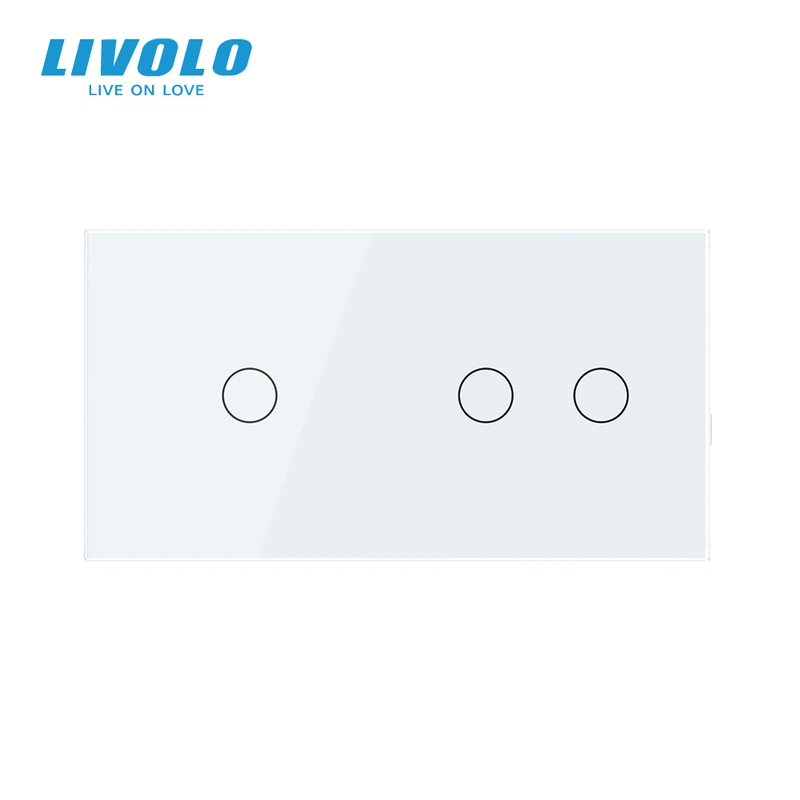 Розумний сенсорний (дотиковий) вимикач LIVOLO 3 клавіші (1-2) білий скло Wi-Fi