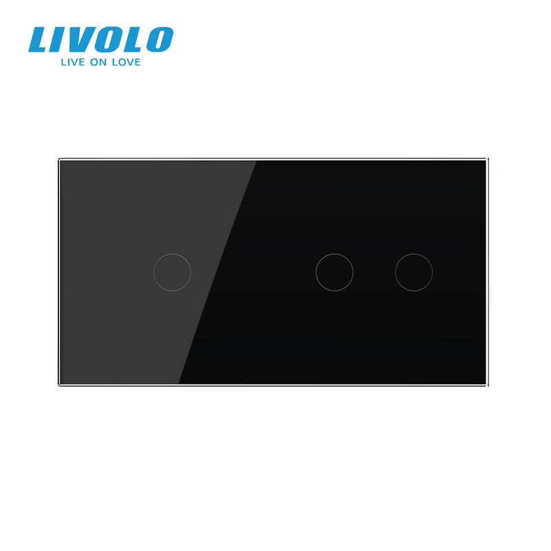 Розумний сенсорний (дотиковий) вимикач LIVOLO 3 клавіші (1-2) чорний скло Wi-Fi