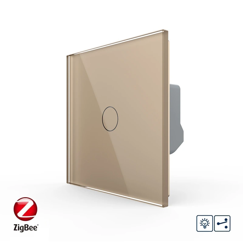 Розумний сенсорний прохідний/перехресний диммер Livolo золотий ZigBee (VL-C7FC1SD1Z-2GAP)